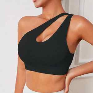 Sujetador deportivo de un hombro a la moda para mujer, logotipo personalizado, gimnasio, entrenamiento, Fitness, ropa deportiva, chaleco superior de yoga - Product Image 3