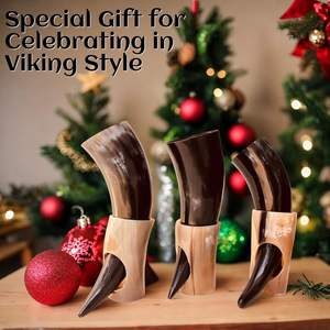 Corne à boire élégante avec support et étui en cuir Corne à boire Viking Corne à boire authentique pour la célébration du vin de bière et le cadeau - Product Image 6