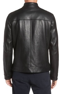 แจ็กเก็ตบอมเบอร์หนังแกะเนื้อนุ่มลำลองสำหรับผู้ชายหนังนิ่มบางยาวปานกลางมีกระดุมข้อมือและซิปปิด - Product Image 2