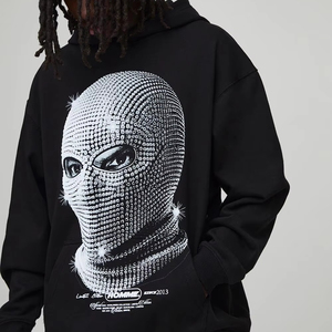 Nouvel arrivage de sweat-shirt à capuche pour hommes avec strass épaissir surdimensionné couleur noire sweat à capuche personnalisé unisexe chez Fratres Sports - Product Image 1