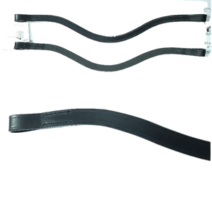 Brida de carreras inglesa de cuero de alta calidad con banda ancha de forma curva plana delgada para montar a caballo en la India - Product Image 1