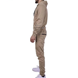 Ensembles 2 pièces pour hommes automne – Survêtements unisexes en molleton 100 % coton écologique avec pantalon droit et sweat à capuche zippé, personnalisables avec logo - Product Image 4