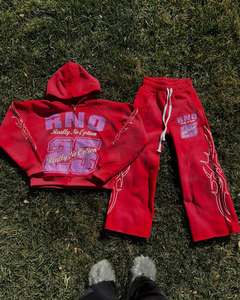 Sudadera con capucha francesa de felpa con estampado de diamantes de imitación de 500g para hombre, Sudadera con capucha gruesa y cálida en blanco de algodón cuadrado de gran tamaño - Product Image 4