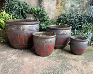 Macetas de flores de estilo Atlántico antiguo rústico de cerámica vietnamita, jarrones decorativos para exteriores para jardín, decoración del hogar, precio barato - Product Image 3