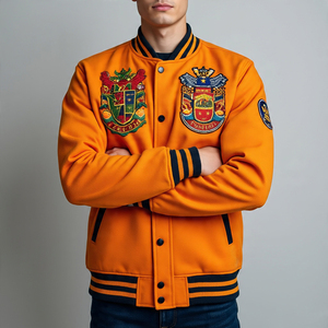 Leather Sleeve Varsity <b>Jacket</b> Men's Custom Embroider Patches Chenille Baseball Varsity <b>Jackets</b> Men - Product Image 2