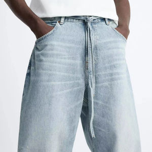 กางเกงยีนส์ทรงตรงขากว้างไซส์ใหญ่สำหรับผู้ชาย สไตล์วอช แบบหลวมๆ สั่งทำได้ พร้อมปักโลโก้ กางเกงยีนส์เดนิมแฟชั่นสำหรับผู้ชาย - Product Image 1