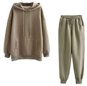 Conjunto Deportivo de Invierno para Mujer, 100% Algodón, Color Sólido Estampado, Tallas Grandes, Transpirable, de Secado Rápido, Ecológico, con Detalle en la Parte Delantera de la Rodilla - Product Image 3
