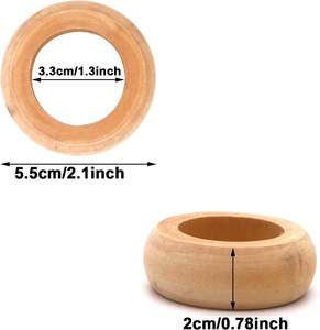 Wooden <b>Napkin</b> Rings 10pcs Natural Wood Serviette Holders Round Serviette Rings Table Decoration <b>Napkin</b> Ring for <b>Party</b> Decoration - Product Image 2