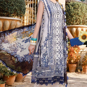 Salwar kameez-3 piezas de césped para mujer, bordado punto paquistaní, liso, Salwar y césped, Dupatta - Product Image 3