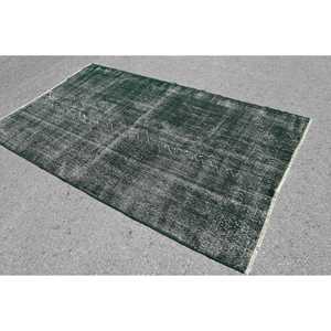 Alfombra de 4.9x8 pies, Alfombra Turca Vintage, Alfombra de Lana Verde - Product Image 4