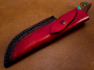 OEM Customizable Damascus Steel Hunting <b>Knife</b> Handmade Resin Handle <b>Twisted</b> Pattern Leather Sheath for EDC - Product Image 6