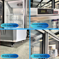 Réfrigérateur de supermarché 1200L à refroidissement par air, 3 portes, température unique, pour boissons Gatorade, 4 étagères, dégivrage automatique