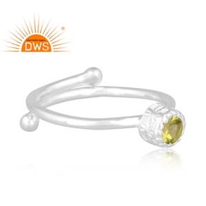 Hot selling fine sterling silver natural <b>Peridot</b> gemstone stackable <b>ring</b> custom jewelry manufacturer - Product Image 3