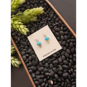 Boucles d'oreilles pendantes artisanales Navajo en turquoise Sleeping Beauty et argent sterling en forme d'étoile - Product Image 4