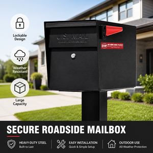 Buzón de Correo de Acero Personalizado Hubuy 2026, Montado en Pared o Independiente, con Recubrimiento en Polvo, para Uso Comercial, Modelo POST FG0006 con Llave - Product Image 1