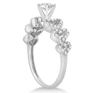 Bague de fiançailles et de mariage en or blanc 14 carats avec diamant en forme de cœur 0,50 ct - Product Image 3