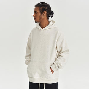 Haute qualité hommes épais poids lourd 450 Gsm coton bouffée impression à capuche surdimensionné doublé pull sans ficelle polaire sweat - Product Image 5