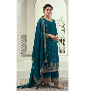 ชุดส่าหรีผ้าไหมจอร์เจียต์แบบขายส่ง ดีไซน์ทันสมัย พร้อมงานปักเลื่อม สำหรับผู้หญิง ใช้ในงานแต่งงาน งานเลี้ยง และงานปาร์ตี้ - Product Image 1