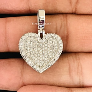 เครื่องประดับ STAR JEWELLERY คริสเตียน ทอง 10K ประดับเพชรทรงกลมเจียระไนแบบบริลเลียนท์ธรรมชาติ จี้รูปหัวใจแบบสั่งทำ สไตล์ฮิปฮอป เครื่องประดับสำหรับทุกเพศ - Product Image 6