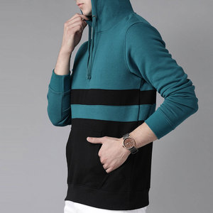 Basics personnalisé couleur bloquée veste zippée surdimensionné coton éponge acide lavage coupe et coudre rayé Plaid 500 Gsm flanelle à capuche hommes - Product Image 2