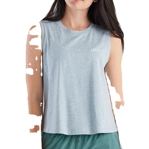 Women's Breathable Knitted Polyester Short Solid Color <b>Sequined</b> Decoration Scoop Neck Casual Workout <b>Tank</b> <b>Top</b> OEM Service - Product Image 2