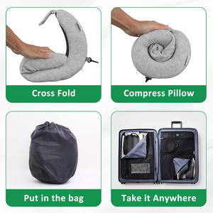 Oreiller de voyage en mousse à mémoire de forme, 360 fonction de soutien ergonomique pour voyage avec oreiller, masque, bouchons d'oreilles, sac de rangement sans latex - Product Image 3
