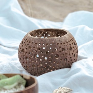 Support de bougie de bol de Coco pour décorations de mariage porte-bougie debout unique fait à la main à partir de coquilles de noix de Coco - Product Image 6