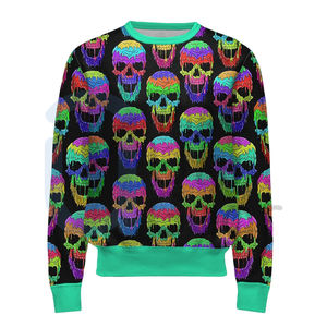 Venta al por mayor sudadera personalizada hombres mujeres de gran tamaño en blanco cráneo cuello redondo sudadera moda OEM 2025 superventas camiseta para hombres - Product Image 1