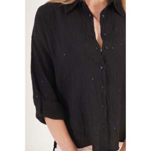 Blusa de Mujer Lustrin, Negra, con Lentejuelas, Mezcla de Viscosa, Diseño Elegante para Vestir de Noche, Venta al Por Mayor - Product Image 2