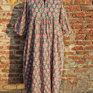 Bloc de main imprimé robe d'été | Robe en coton | Imprimé floral | Fait à la main - Product Image 1