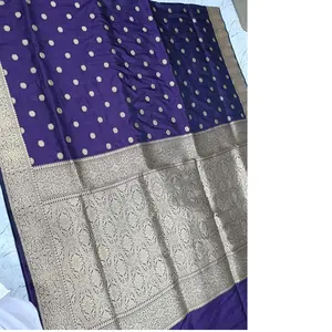 custom handloomed brocade silk sarees in royal blue color with gold border ideal for saree shops for resale suitable for wedding