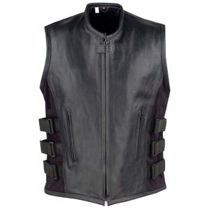 Gilet en cuir pour homme fabriqué sur mesure au Pakistan pour les magasins de mode motards et la vente en ligne - Product Image 1