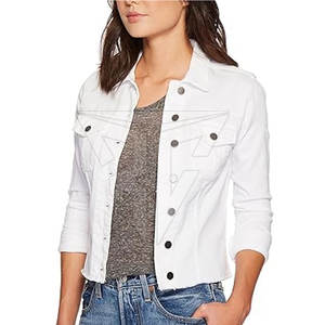 Premium Quality Women's Stylish Light <b>Weight</b> <b>Stand</b> Collar Jeans Jacket Breathable Customizable Denim Knitted Pocket Winter - Product Image 3