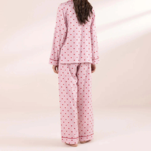 Ensemble de pyjama à manches longues solide 2 pièces pour femmes vêtements de nuit d'été en polyester/coton respirant - Product Image 3