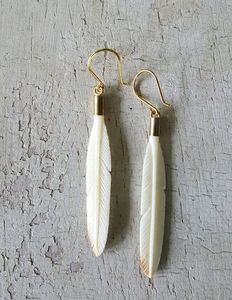 เครื่องประดับแฟชั่นสำหรับผู้หญิงต่างหูรูปกระดูกควายโบราณทำด้วยมือจากกำไลข้อมือสีขาวทองอินเดีย - Product Image 2