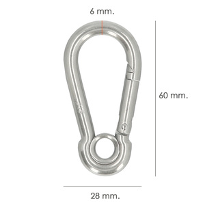 Moschettoni da Bombero in Acciaio Inossidabile con Occhiello 60 mm Uso domestico - Product Image 2
