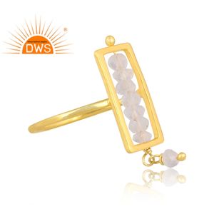 ทำด้วยมือ18K ชุบทอง925เงินสเตอร์ลิงประดับลูกปัดมูนสโตนสายรุ้งเครื่องประดับแบบวางซ้อนกันได้สำหรับผู้หญิงของขวัญสำหรับผู้หญิงสำหรับเธอ - Product Image 4