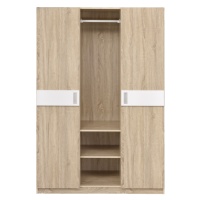 Armoire de chambre à coucher contemporaine naturelle à 2 portes avec étagères et panneaux décoratifs pour la maison, l'appartement, l'hôtel et la villa