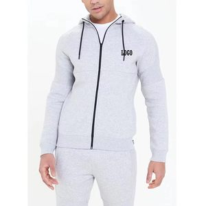 Derniers sweats à capuche Slim Fit à fermeture éclair complète pour hommes Personnalisez votre propre logo Respirant Casual Wear Basics Cotton Blended Solid Color - Product Image 1