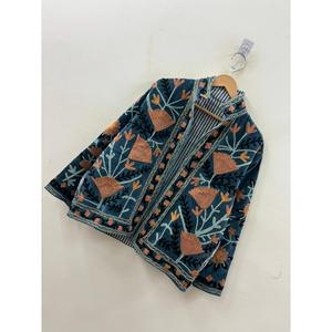 Autumn the Poppy Garden Hand-Embroidered Velvet <b>Jacket</b> Indigo Teal Suzani Style - Product Image 2