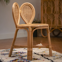 Assez petit mignon lapin oreille en osier rotin enfants chaise avec dossier tressé à la main fauteuil chambre meubles pour enfant