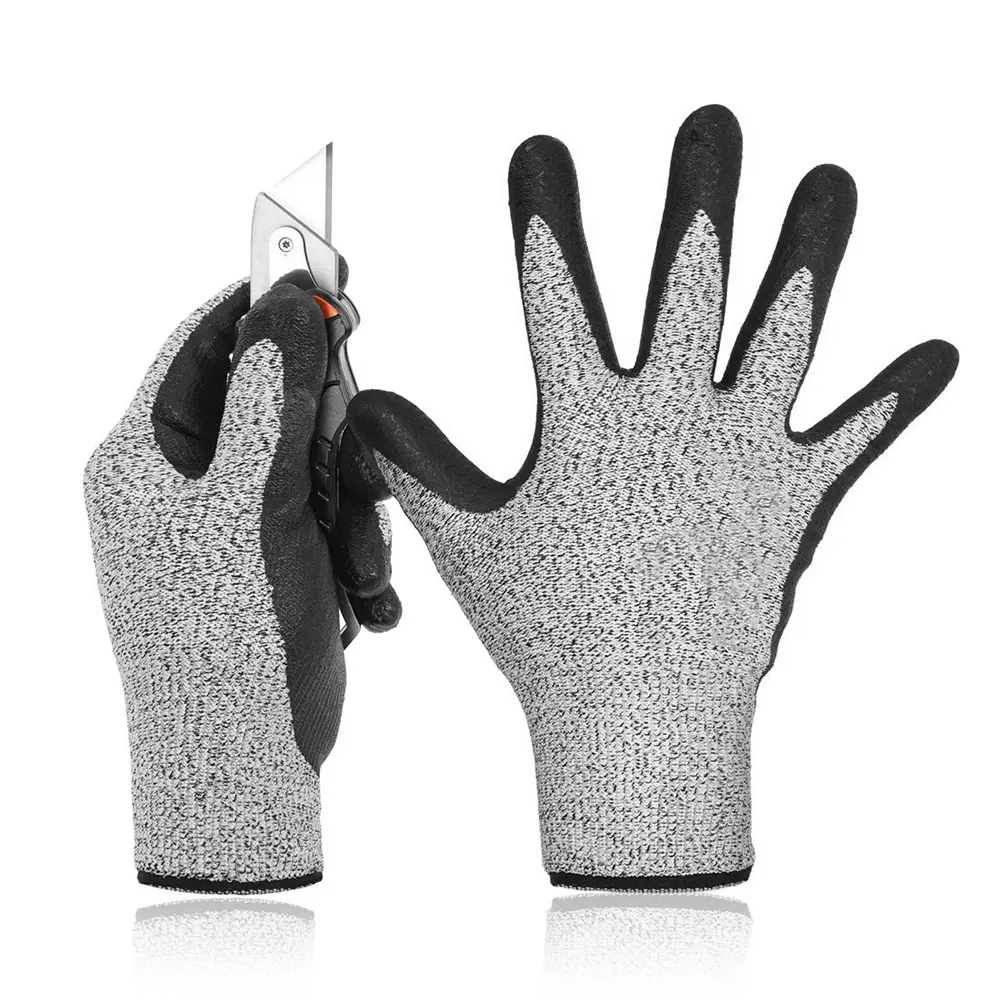 Level 5 Cut Resistant Gloves Comfort Stretch Fit Durable Power Grip Foam Pass Food Contact Smart Touch Thin