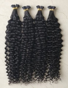 100% qualité d'exportation haut de gamme vison cambodgien temple indien vierge 24'Kinky Curly I Tip Extensions de cheveux donneur unique indien - Product Image 2