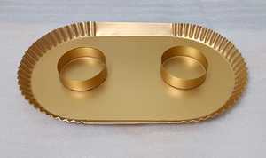 Élégant plateau à deux bols Art déco en aluminium fini antique pour les occasions de mariage et de ramadan faible volume pour servir du vin - Product Image 6