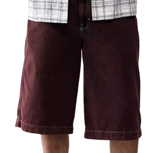 Pantalones Cortos de Mezclilla Casuales de Verano para Hombre, Personalizables, 100% Algodón, Color Gris Claro, Estilo Urbano, Tejido Bordado, Corte Holgado - Product Image 3