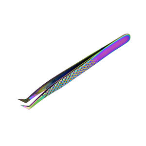 Pinzas de estilo joyero de acero inoxidable, pinzas de punta fina de Color arcoíris multititanio, herramienta aplicadora de pestañas, pestañas curvas - Product Image 3