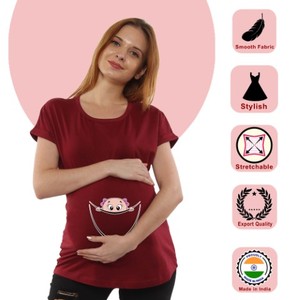 เสื้อยืดสำหรับหญิงตั้งครรภ์เสื้อผ้าคุณแม่พิมพ์ลายแอบมองเด็กผู้หญิง - Product Image 2