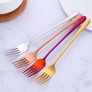 Wholesale Metal Long Handle Stainless Steel Colorful Hotel Party Kitchen <b>Dessert</b> Dinner <b>Fork</b> - Product Image 2