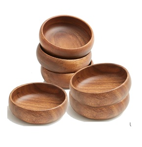 Ensemble de 4 bols à servir en bois d'acacia, 6 po x 2 po (lot de 6) – Bols à fruits et salades - Product Image 1