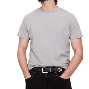 Vente en gros T-shirt décontracté à col rond pour hommes 100% coton biologique à séchage rapide écologique anti-boulochage léger tricoté teint en couleur unie - Product Image 4